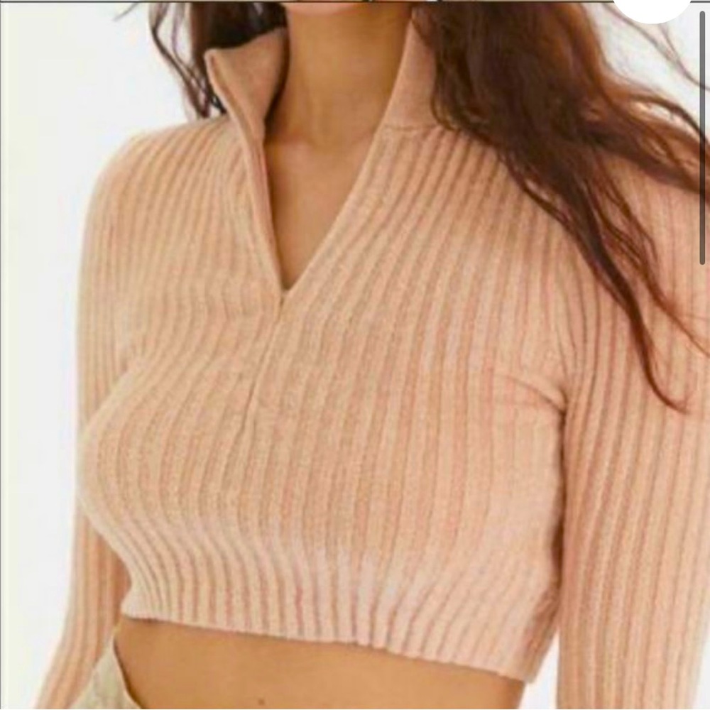 Urban Outfitters | Zip Cropped Sweater High Neck Zipper | Women's Small